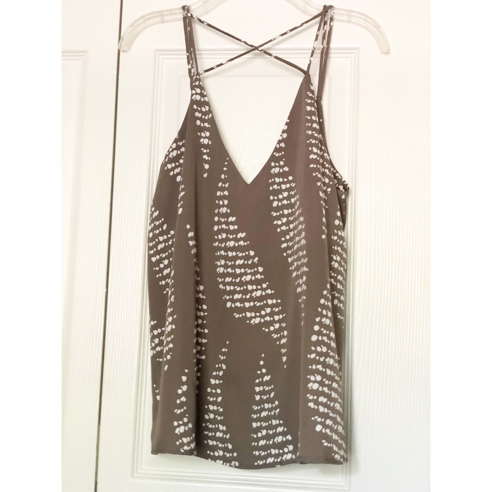 Tyche Brown and White Strappy Loose Fitting Top